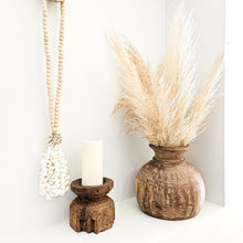 Handcrafted, vintage Indian wooden teak pots, vases, vessels