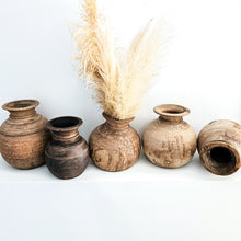 Handcrafted, vintage Indian teak wooden pots, vases & vessels