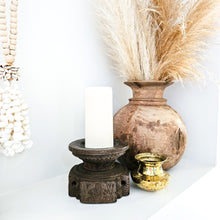 Vintage Indian carved seeder candle holder stand