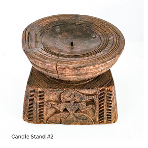 Vintage Indian carved seeder candle holder stand