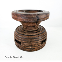 Vintage Indian carved seeder candle holder stand