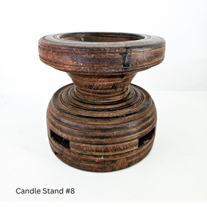 Vintage Indian carved seeder candle holder stand