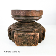 Vintage Indian carved seeder candle holder stand