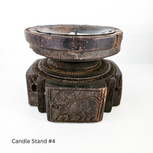 Vintage Indian carved seeder candle holder stand