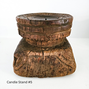 Vintage Indian carved seeder candle holder stand