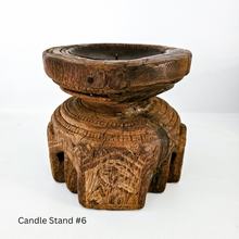 Vintage Indian carved seeder candle holder stand
