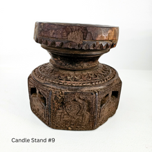 Vintage Indian carved seeder candle holder stand