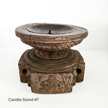 Vintage Indian carved seeder candle holder stand