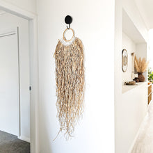 Natural shell and raffia wall hanging. Coastal Bohemian, boho style wall decor hangings