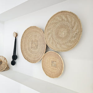 Binga basket natural woven wall hanging baskets. Coastal, boho, Bohemian interior design. Natural Wall decor