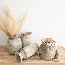 Vintage indian natural wooden pots. Handcrafted, repurposed pots, these are ideal for rustic farmhouse home aesthetics. Modern Coastal boho home decor. Bohemian inspired natural wall decor. Unique decor. Style your console. coffee table decor. 