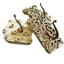 Vintage idian print block wall hooks. Wall hooks made from old Indian print blocks. Unique, rustic farmhouse coastal Bohemian home decor