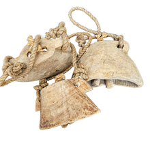 Vintage indian cow bells. Handcrafted handmade boho home decor. Style your decor for modern Coastal boho home style. Rustic farmhouse home interior. Unique boho home decor