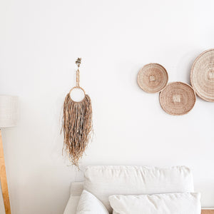 Natural raffia wall hanging. Coastal Bohemain, boho wall decor art. 