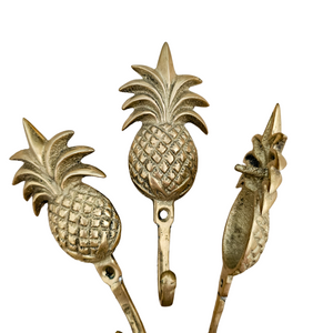 Brass pineapple wall hook. Interior wall decor hook. Decorative wall hook for coastal boho interior