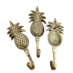 Brass pineapple wall hook. Interior wall decor hook. Decorative wall hook for coastal boho interior