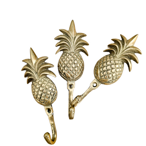 Brass pineapple wall hook. Interior wall decor hook. Decorative wall hook for coastal boho interior