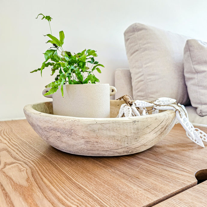 Indian Teak Bowl Bleached