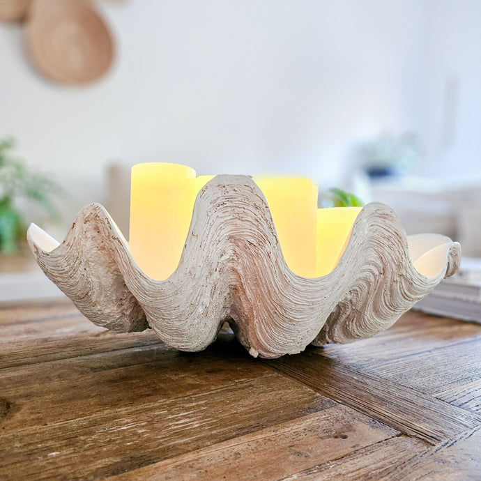 Resin Clam Shell large - Antique White