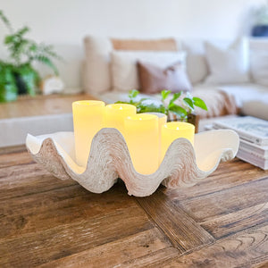 Resin Clam Shell large - Antique White