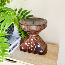 Vintage Bone Inlay Candle Holders - large