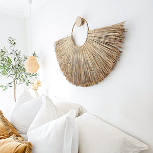Ayana seagrass alang alang wall hanging home decor for coastal, boho, Bohemian styled interiors. Natural seagrass 
