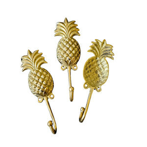Brass Pineapple wall hook for coastal boho inspired home interior 
