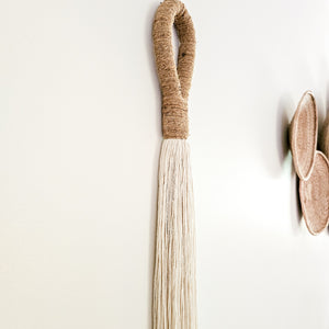 Cotton and Jute wall decor art tassel. Coastal Bohemian wall decor.
