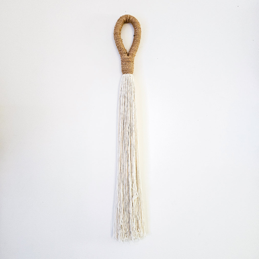 Cotton and Jute wall decor tassel. Coastal boho, Bohemian home decor. 