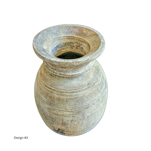 Vintage Indian Wooden Pot bleached