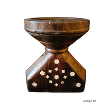 Vintage Bone Inlay Candle Holders - large