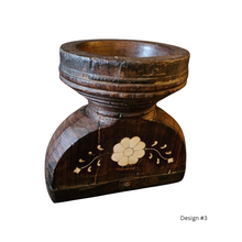 Vintage Bone Inlay Candle Holders - large