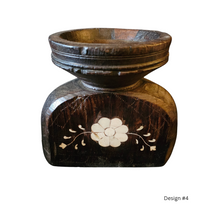 Vintage Bone Inlay Candle Holders - large