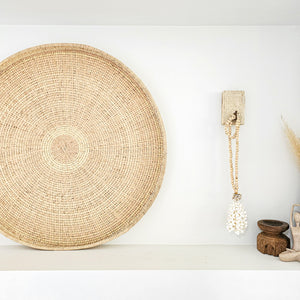 Indira ilala palm basket wall hanging, coastal home style, boho, bohemian decor style