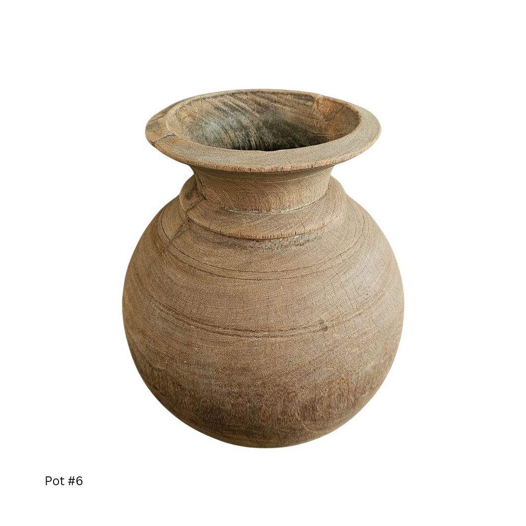 Vintage Indian Wooden Honey Pot