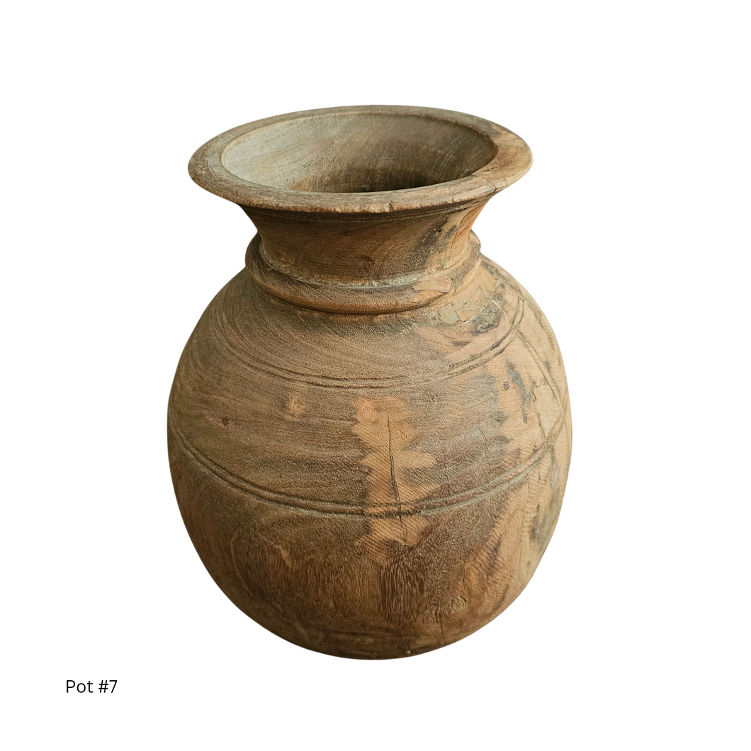 Vintage Indian Wooden Honey Pot