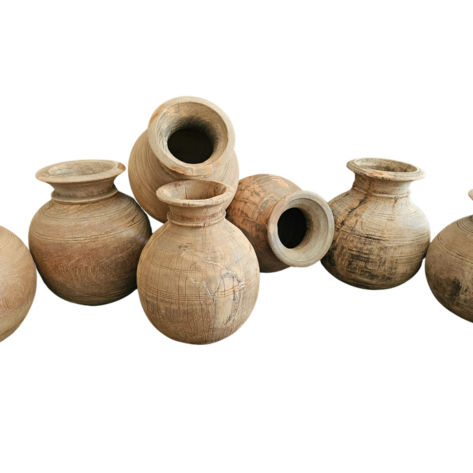 Vintage Indian Wooden Honey Pot