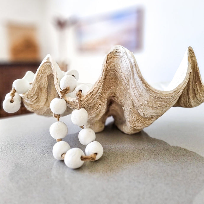 Realistic faux clam shell antique white size medium