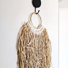 Natural shell and raffia wall hanging. Coastal Bohemian, boho style wall decor hangings