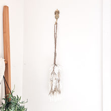 White shell tassel for coastal bohemian, boho wall decor. Handcrafted natural home decor