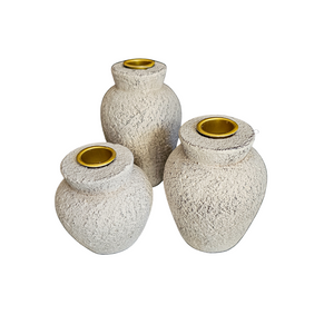 Textured candle holder set of 3