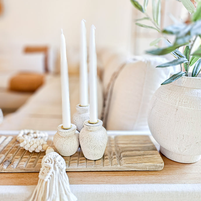 Textured candle holder set of 3