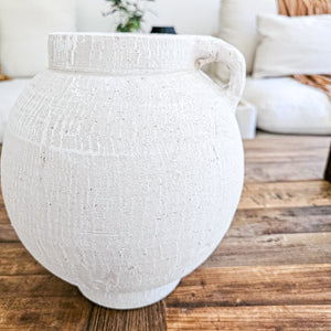 Mahi White textured vase urn