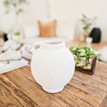 Mahi White textured vase urn