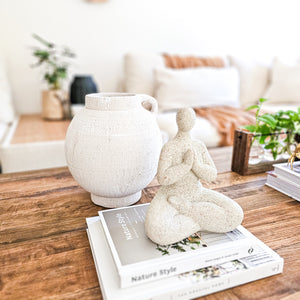 Mahi White textured vase urn