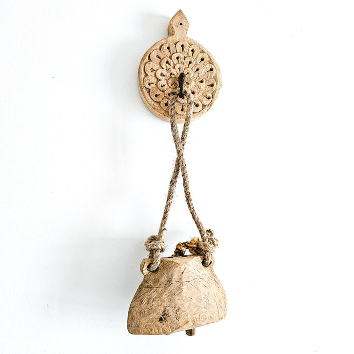 Rustic, vintage, repurposed Indian cow bells. Ideal for the rustic inspired farmhouse and coastal boho home interior design. 
Unique, Natural wall decor in your living space. 