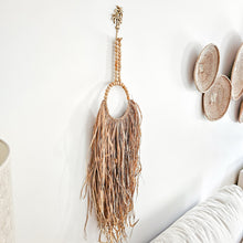 Natural raffia wall hanging. Coastal Bohemain, boho wall decor art. 