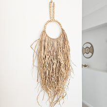 Natural raffia wall hanging. Coastal Bohemain, boho wall decor art. 