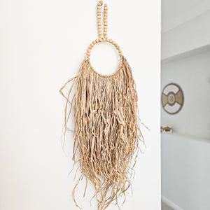 Natural raffia wall hanging. Coastal Bohemain, boho wall decor art. 