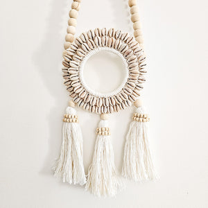 Zelia Shell Halo Beaded Hanging 3 Tassels